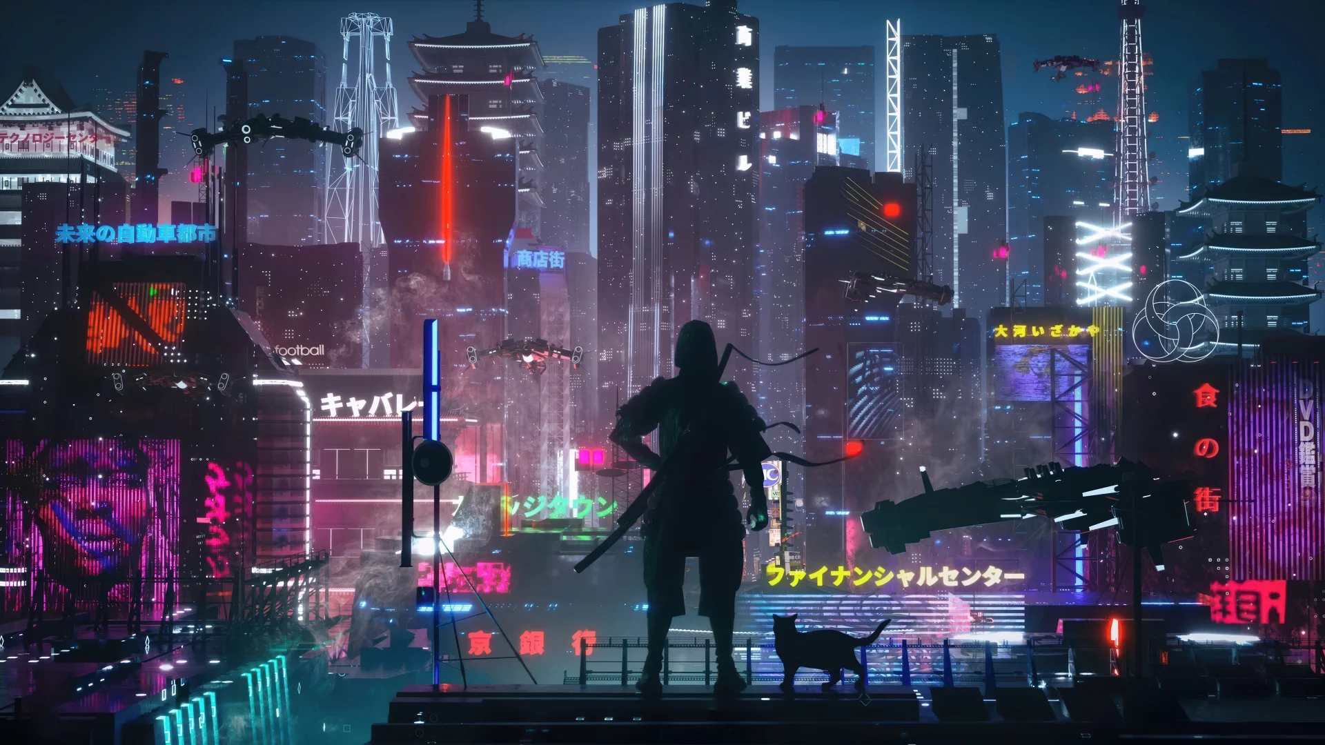 Ninja cyberpunk night city Sci-Fi