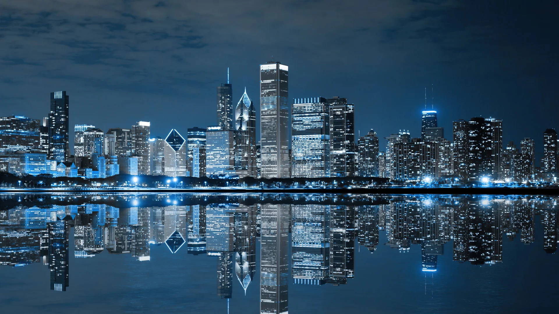 Ciudad de chicago con reflejo