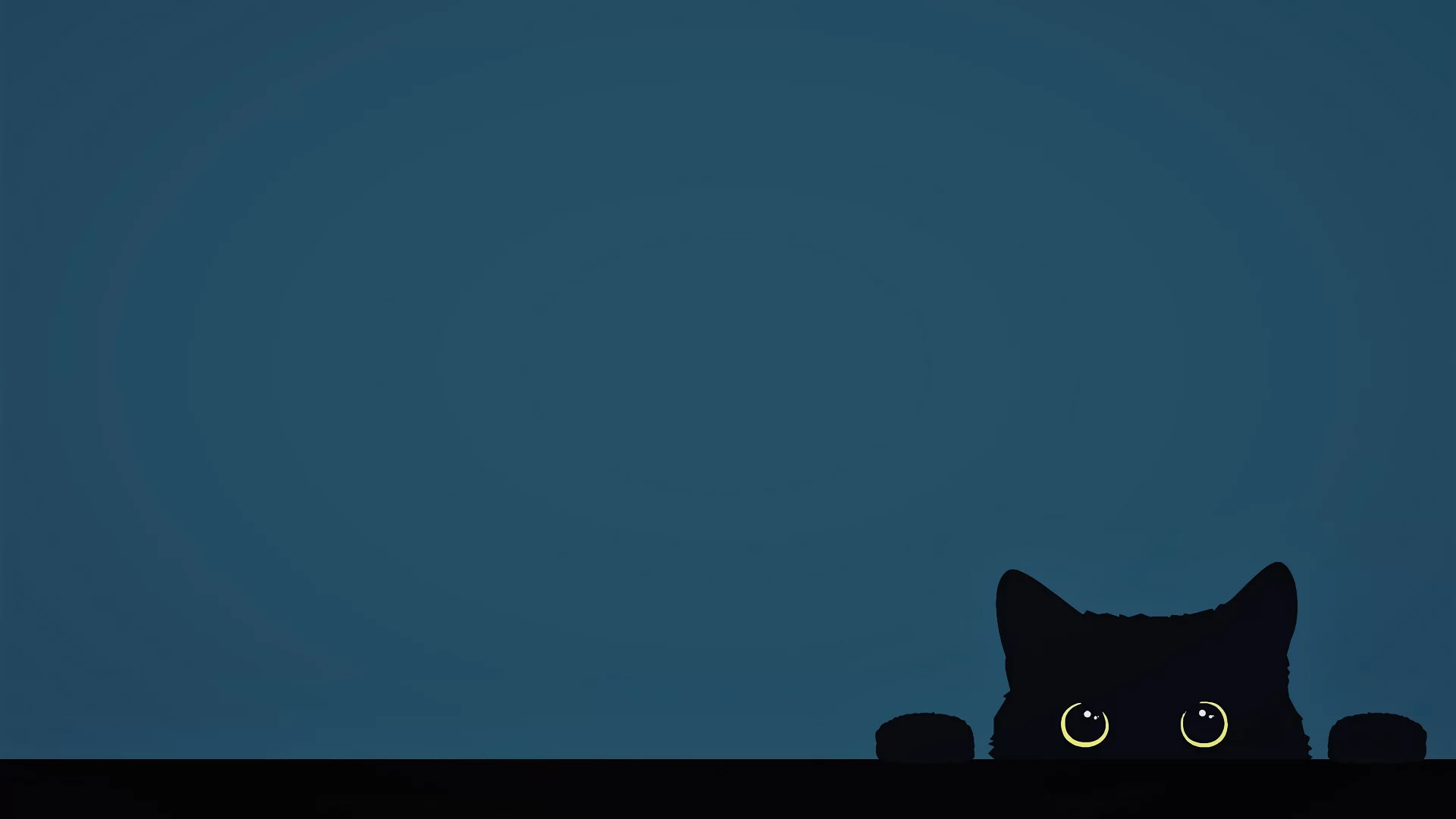 Gato negro con fondo azul oscuro