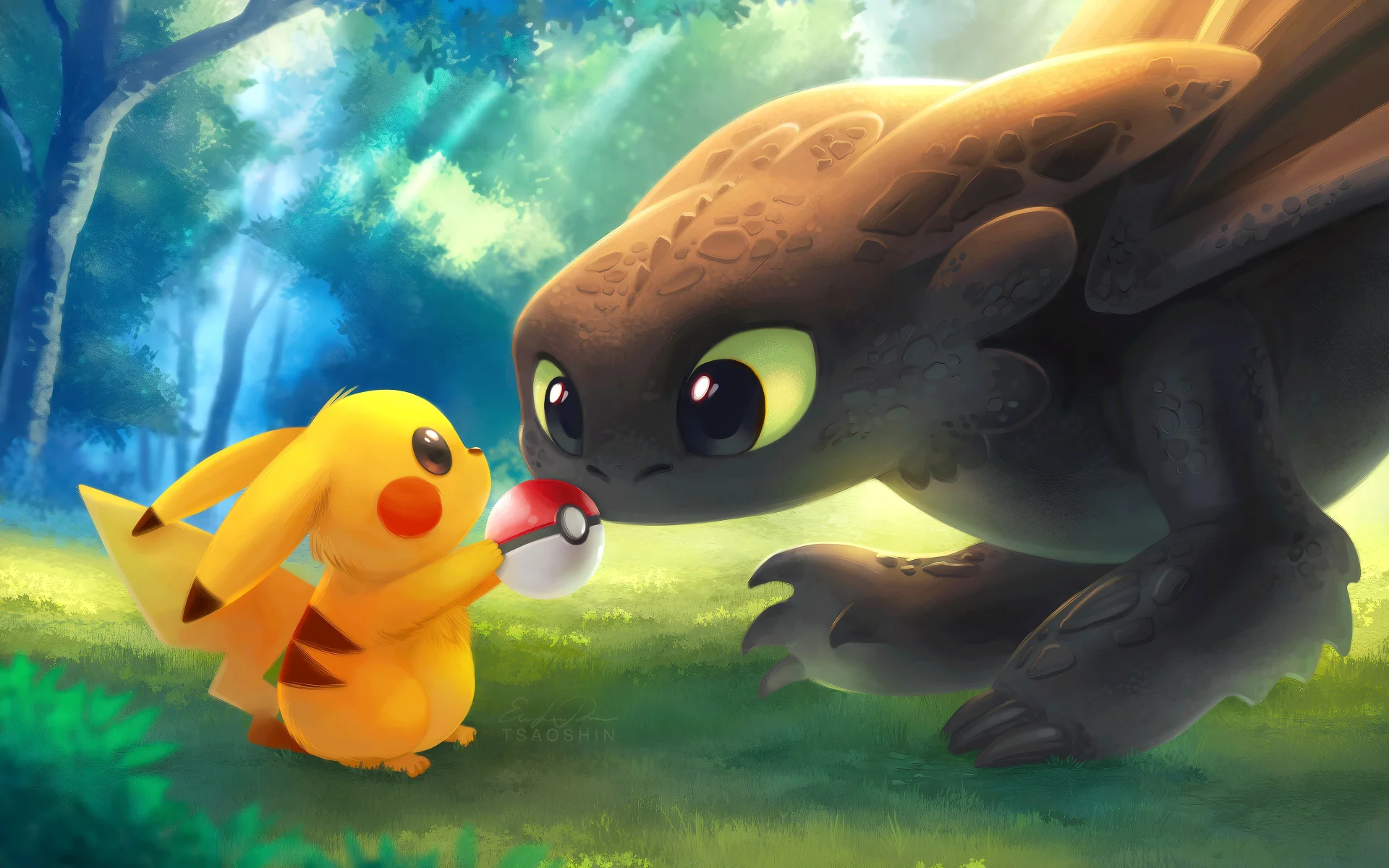 Pikachu con chimuelo furia nocturna