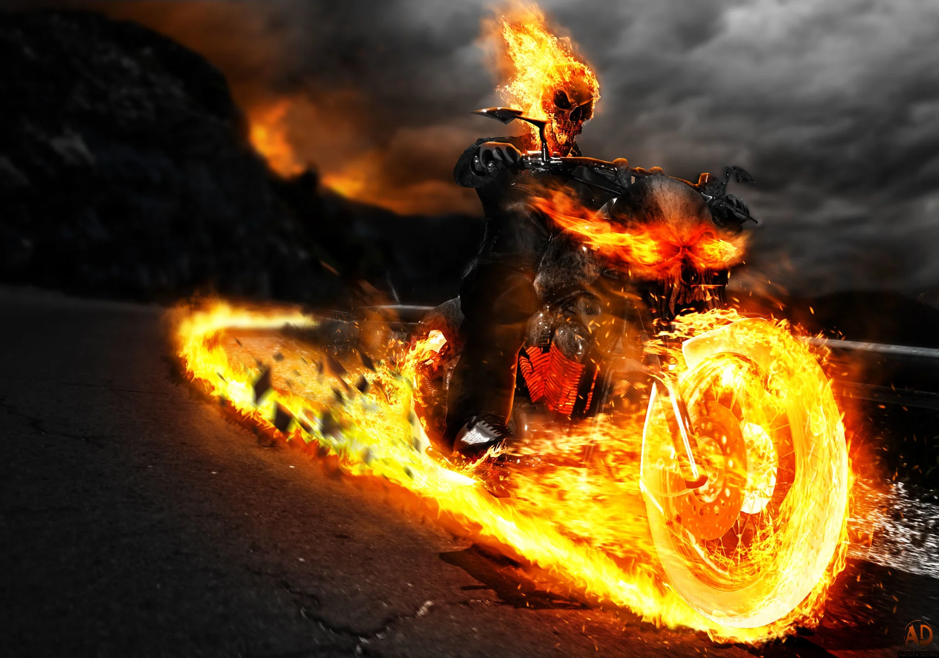 Ghost rider en moto