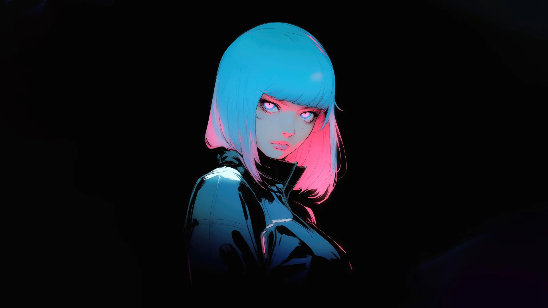 Chica de ciencia ficción neón