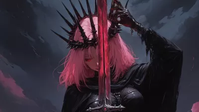 Fantasy Anime Girl Sword Red Eyes