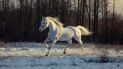 caballo blanco en la nieve