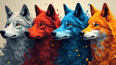 Arte Lobos De Colores