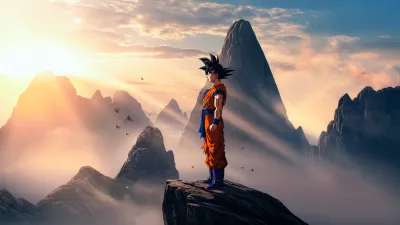 Goku En Paisaje Atardecer