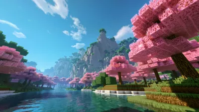 Paisaje Minecraft De Jungla Y Rio En Primavera