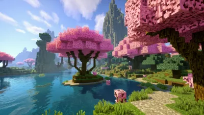 Paisaje Minecraft Arbol De Cerezo