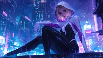 Spider gwen Ciudad de noche