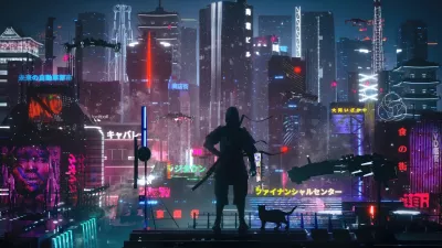 Ninja cyberpunk night city Sci-Fi
