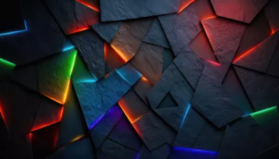 Piedra oscura iluminado con neón