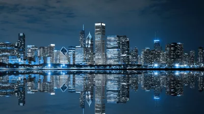 Ciudad de chicago con reflejo