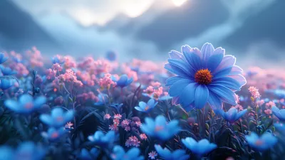Campo de flores azules