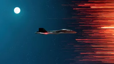 Avión de combate, luna y cielo
