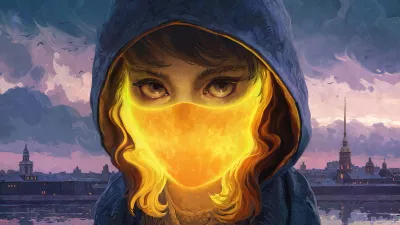 Chica con mascara de fuego