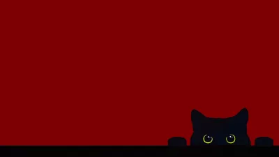 Gato negro con fondo rojo