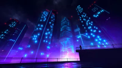 Ciudad Cyberpunk azul