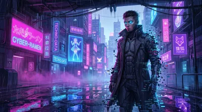 Super hero en Cyberpunk