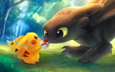 Pikachu con chimuelo furia nocturna