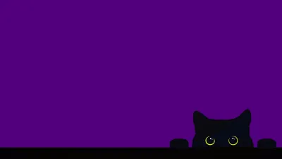 Gato negro con fondo morado