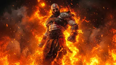 Kratos entre fuego