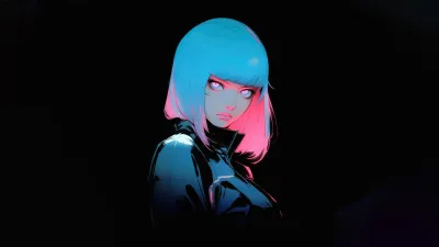 Chica de ciencia ficción neón