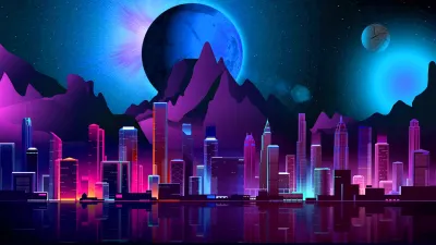 Ciudad Futurista Estilo Retro