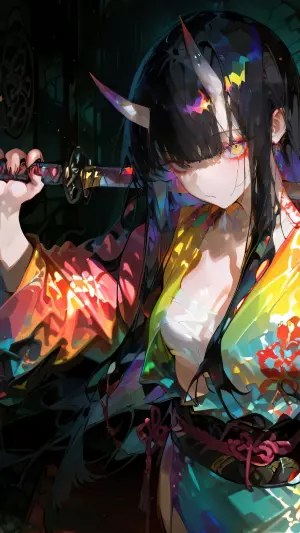 Chica  Anime con Katana De Samurai