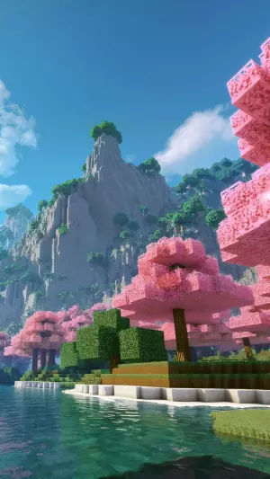 Paisaje Minecraft De Jungla Y Rio En Primavera