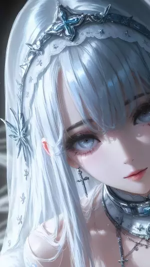 Chica anime de cabello blanco