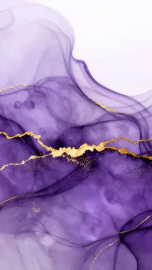 Mármol líquido morado con detalles dorados