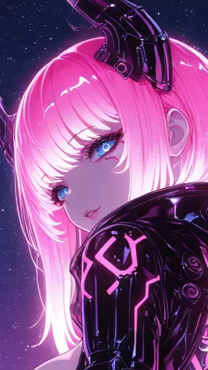 Chica anime cyberpunk city sci-fi