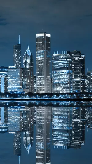 Ciudad de chicago con reflejo
