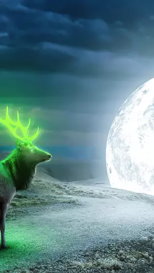 Reno mágico junto a la luna