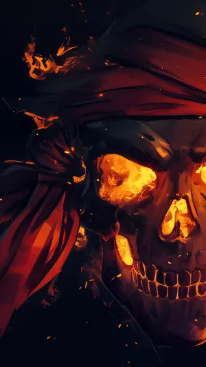 Calavera pirata en llamas