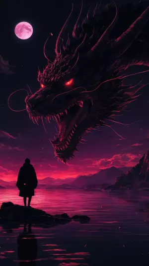 Dragón de fantasía oscuro rojo