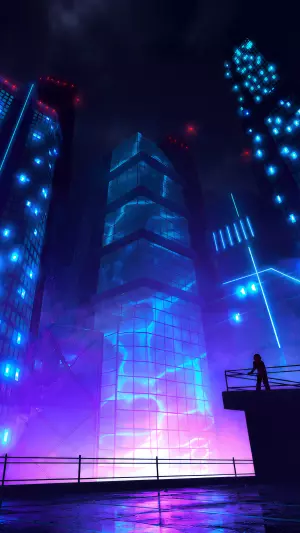 Ciudad Cyberpunk azul