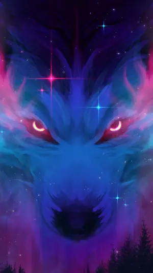 Lobo en el cielo del bosque