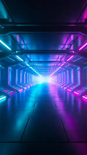 Tunel infinito con luces de neon