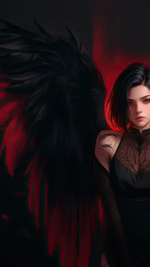 Ángel gótico rojo y oscuro