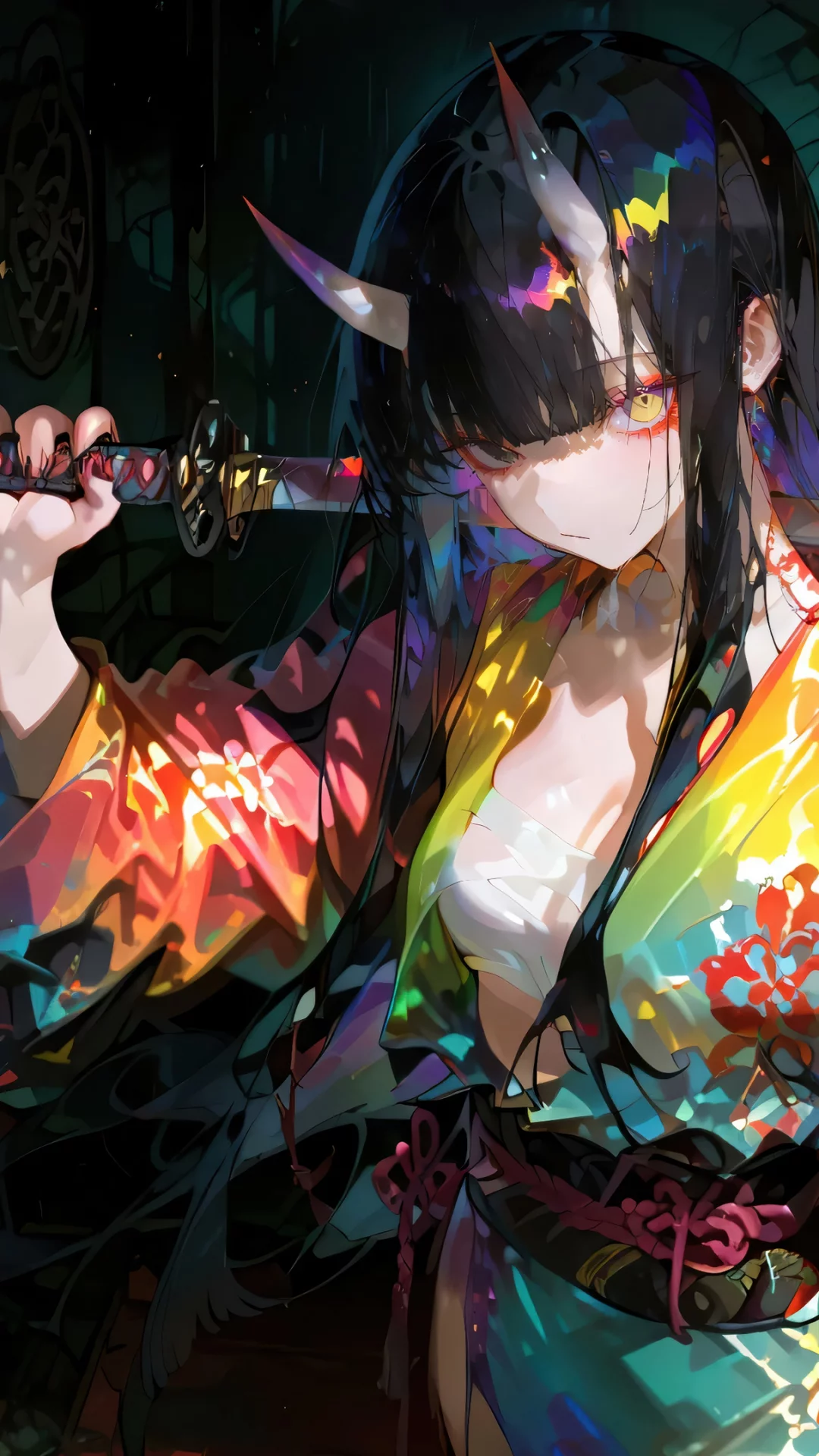 Chica  Anime con Katana De Samurai