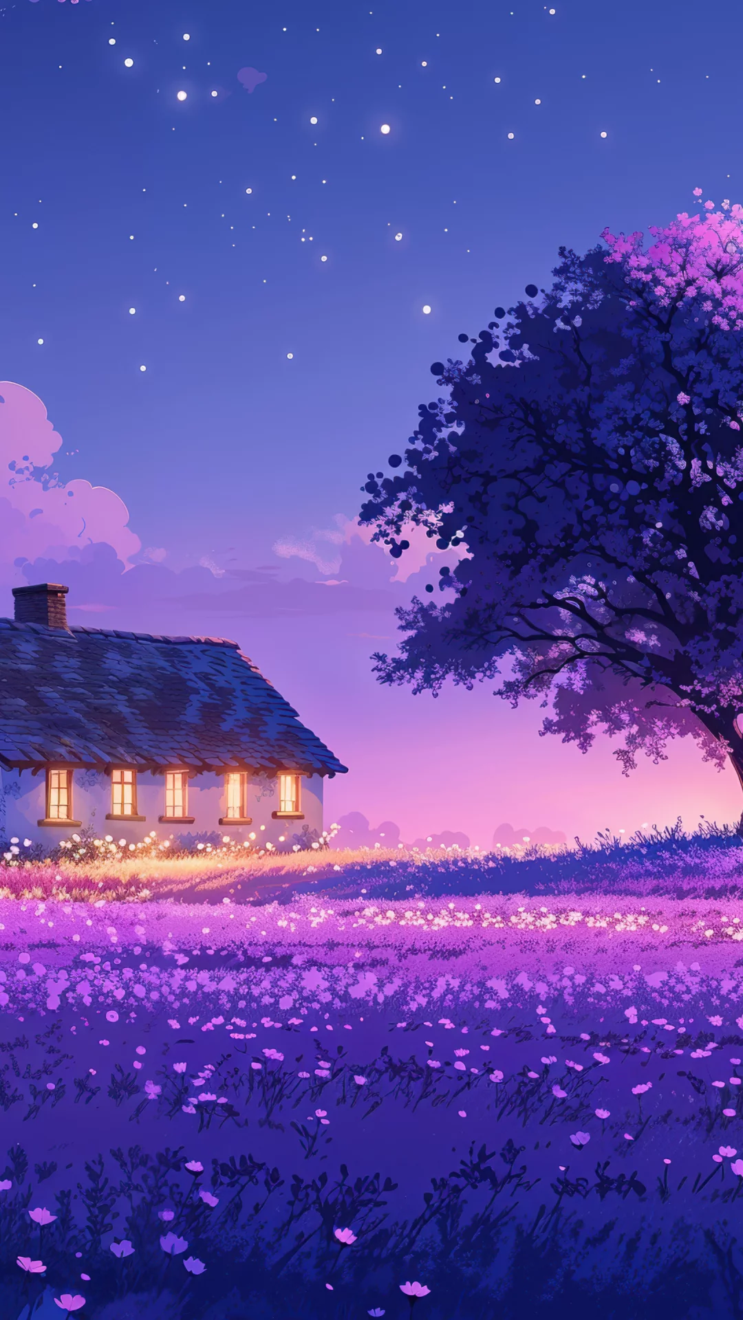 Paisaje de estética púrpura