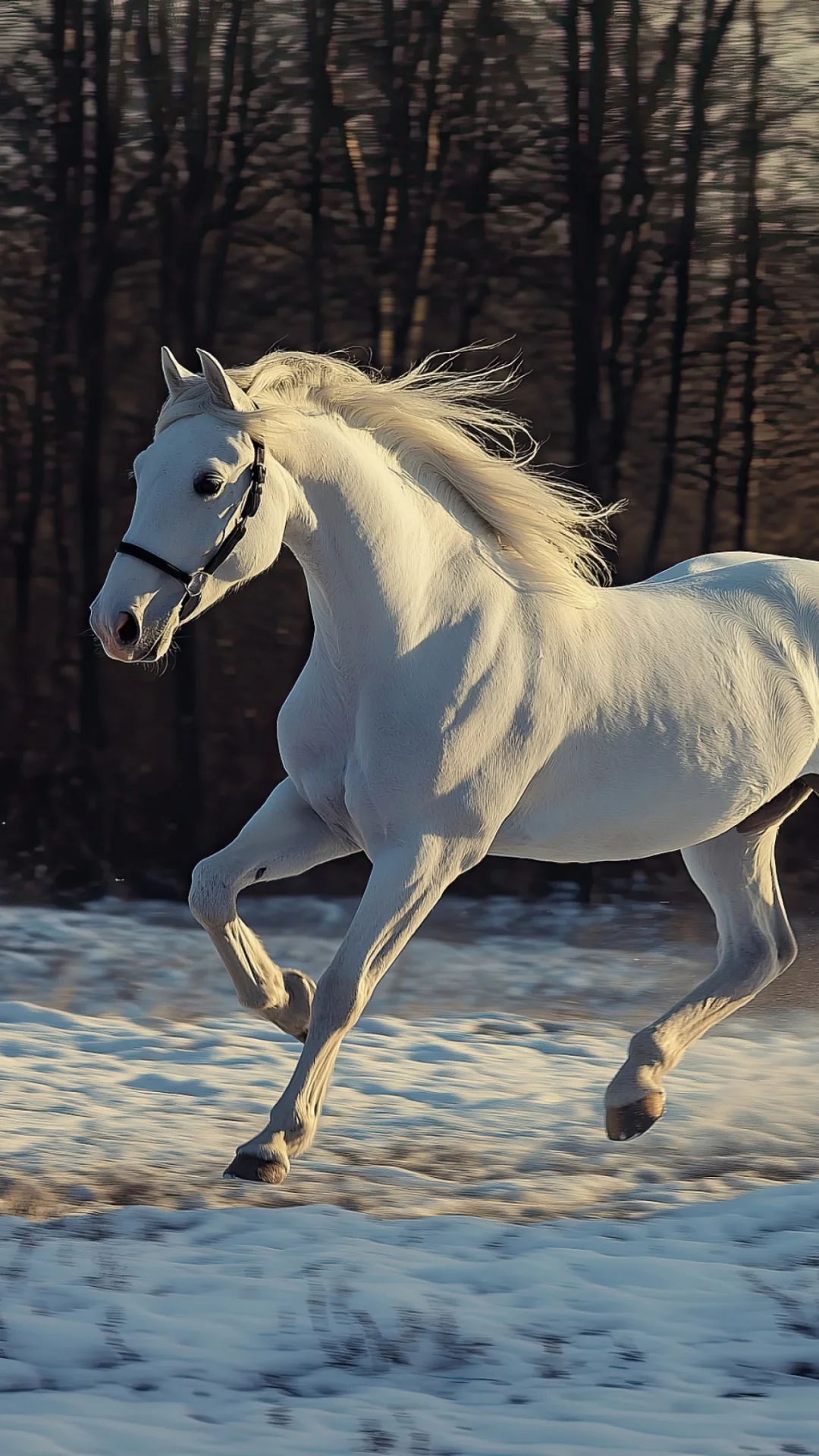 caballo blanco en la nieve