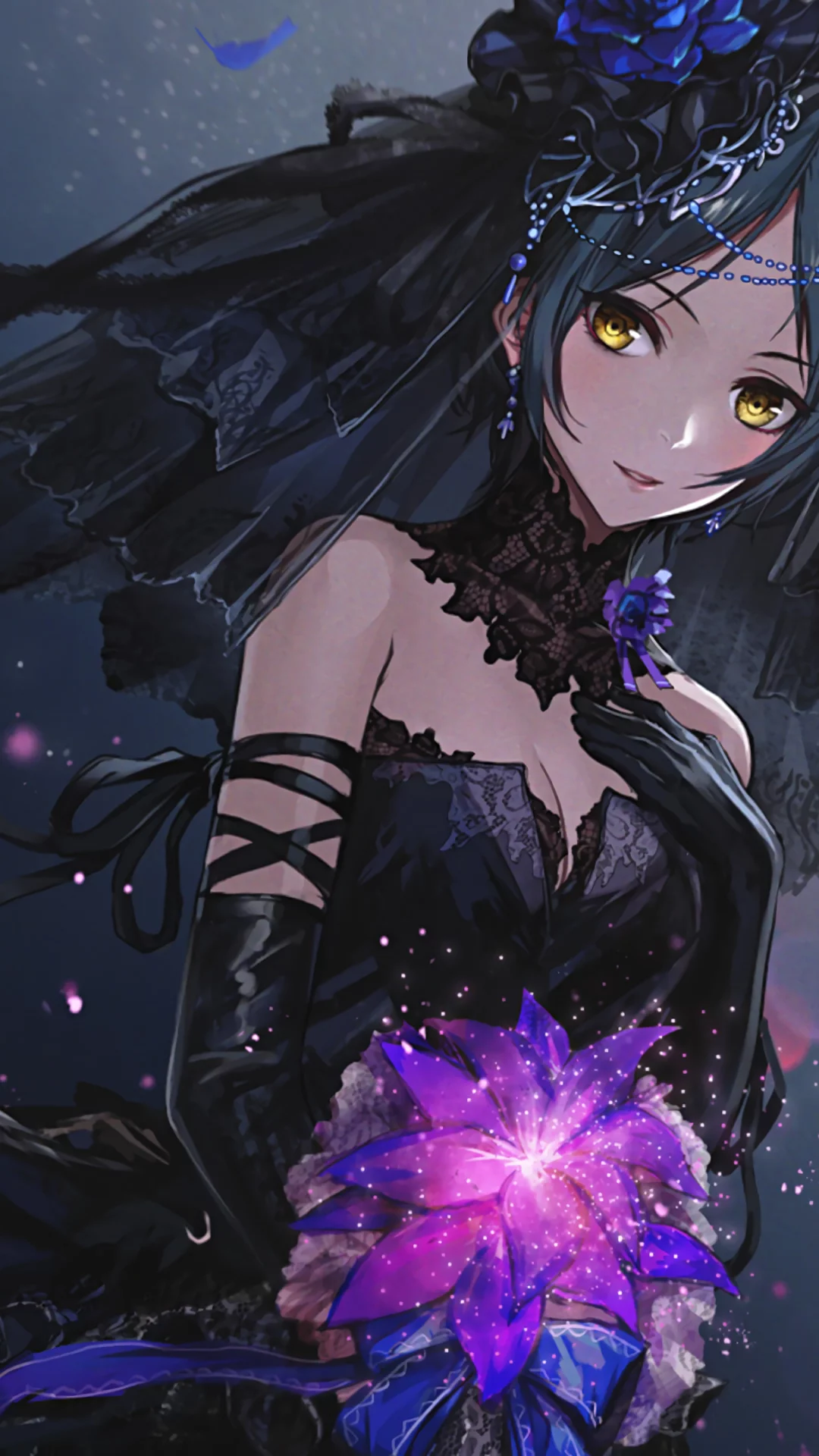 Chica Anime Con Vestido Negro