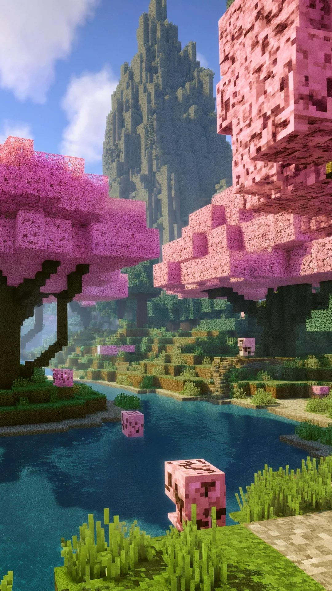 Paisaje Minecraft Arbol De Cerezo