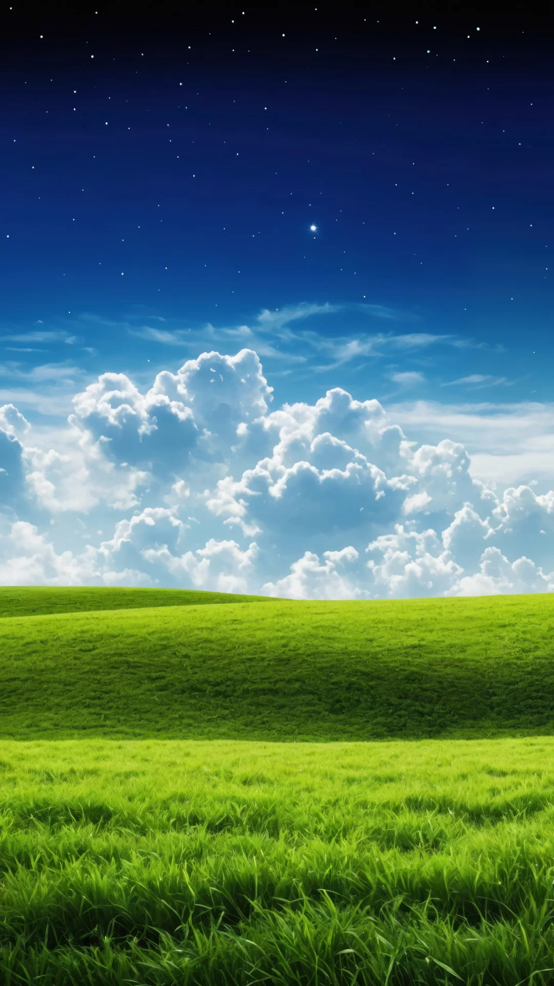 Campo De Hierba Verde, Nubes Y Cielo